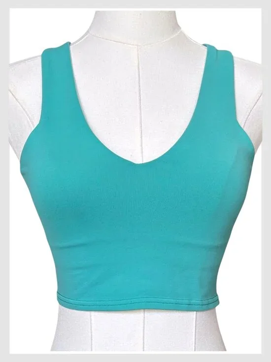 Alo Yoga Airbrush Real Bra Tank Teal Cropped Racerback S