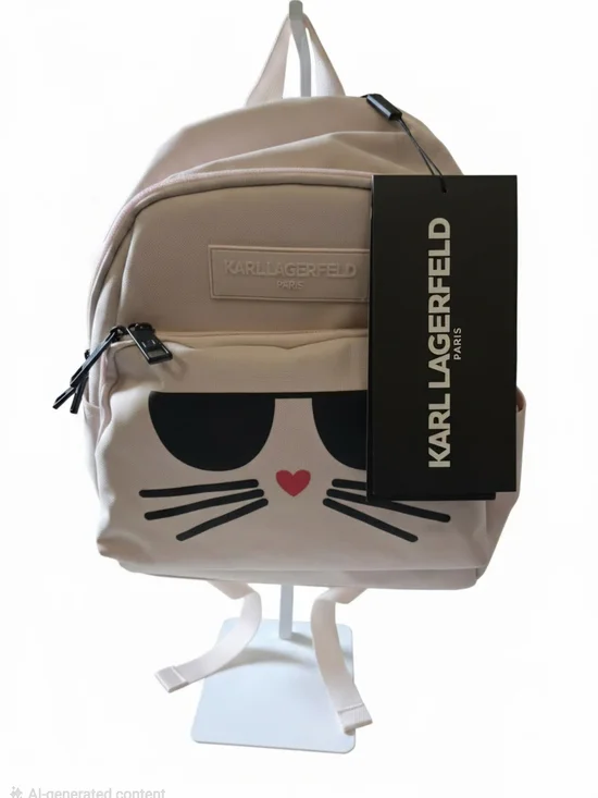 NWT Karl Lagerfeld Pink Cat Graphic Mini Backpack