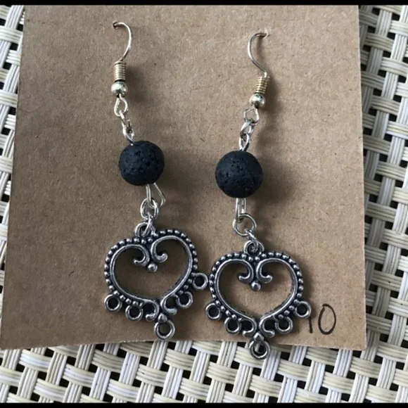 Natural Imprints silver heart earrings‎