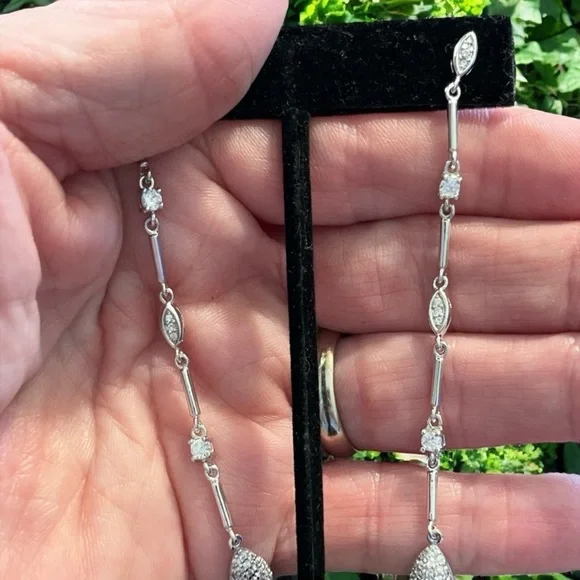 Elegant 925 Silver Drop CZ Earrings