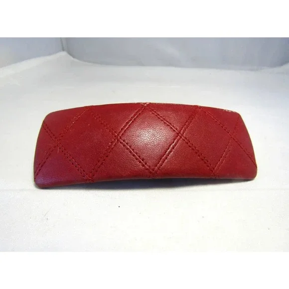 CHANEL Quilted Red Hair Clip Barette