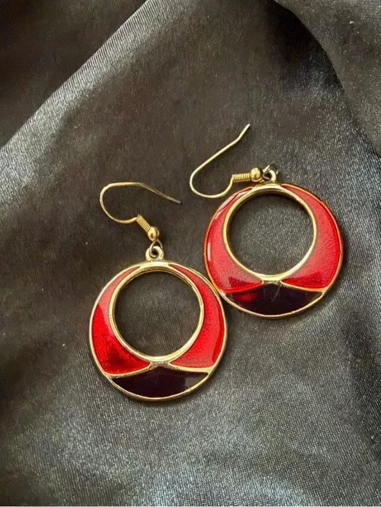 Red Statement Earrings | Vintage Gold | Bold Witchy 80s