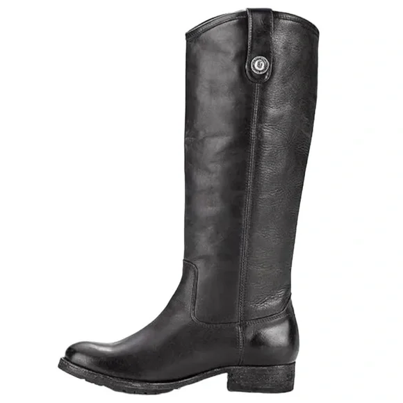 FRYE Melissa‎ Button Lug Equestrian-Inspired Tall Boots in Black Women's Size 6