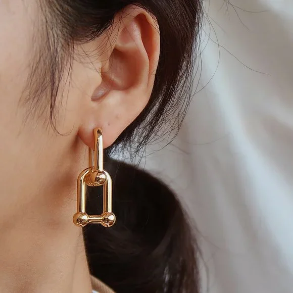 NEW 18K Gold Plated Chunky Link Earrings