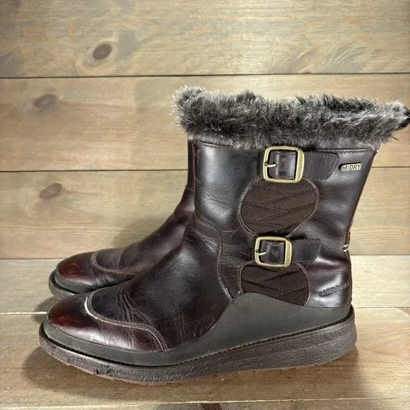 merrell tremblant ezra womens size 9.5 shoes brown leather fur waterproof boots