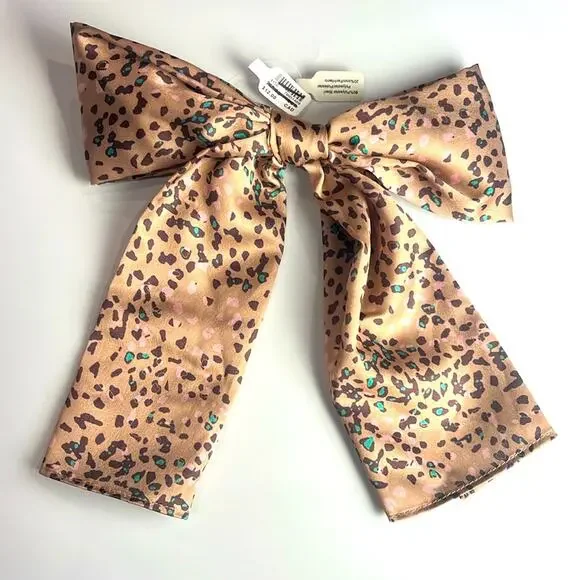 ANTHROPOLOGIE • Beige/Brown/Green Animal Print Bow Barrette