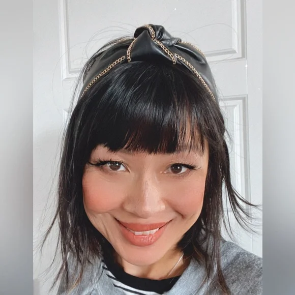 Luxe Vegan Leather Chain Knot Headband