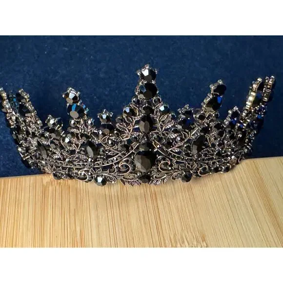 Silver w/ Black Rhinestones Princess Style Tiara