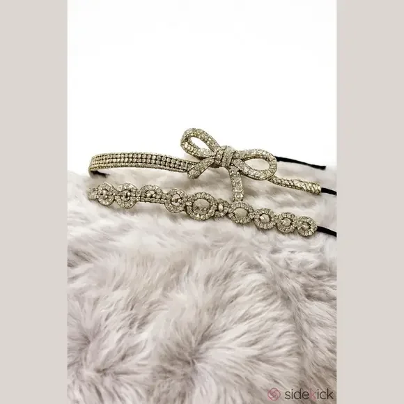 Vintage Rhinestone Pearl Beaded Headbands Set of 3