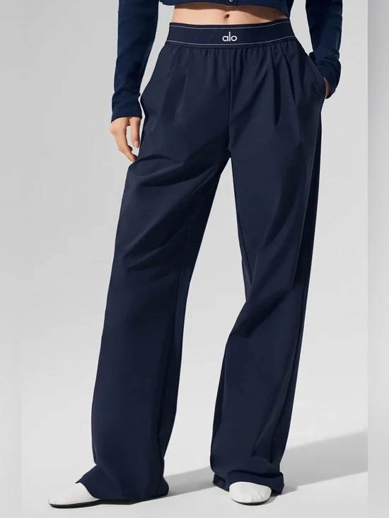 Alo Suit Up Wide LegTrouser Navy Blue Small