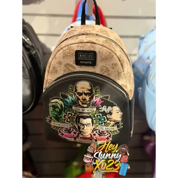 Loungefly Universal Monsters Character Tattoo Floral Mini Backpack