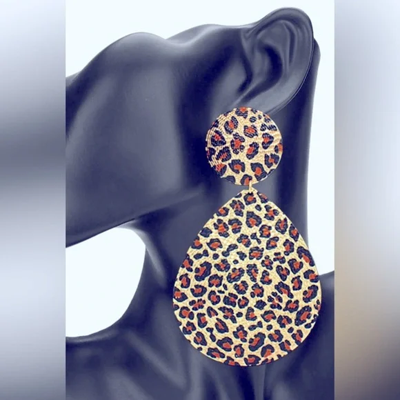 Leopard Pattern oversized statement earrings