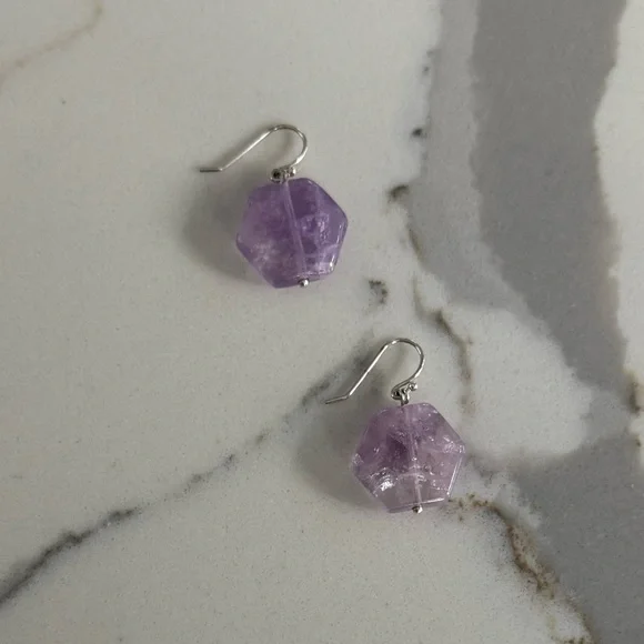 NWOT Tuckernuck Rock Candy Earrings, Amethyst, Sterling Silver