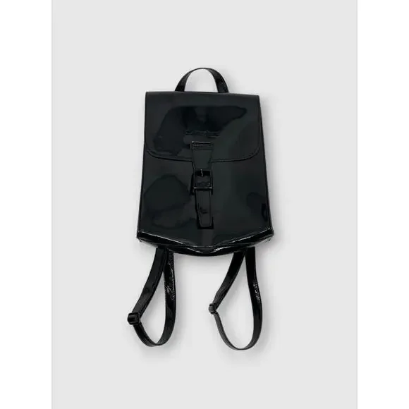 Dr. Martens Black Patent Mini Backpack with Buckle Closure