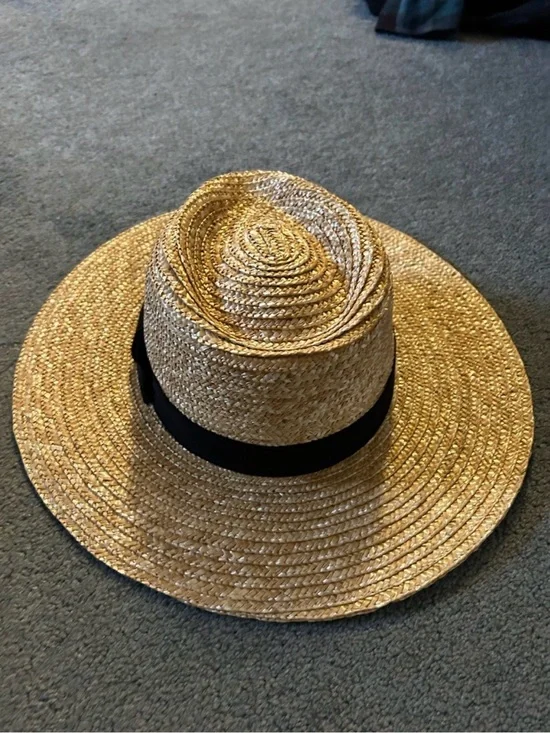 Brixton extra wide brim straw Sun Hat with Black Band