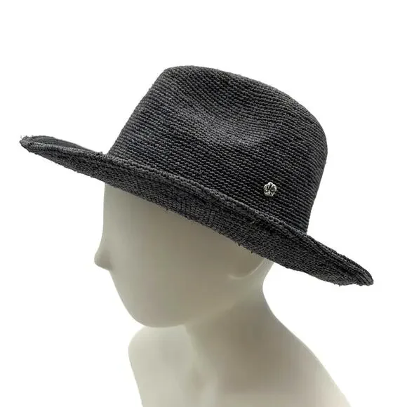 Flora Bella Raffia Hat Fedora Blue Gray Straw Sun Hat