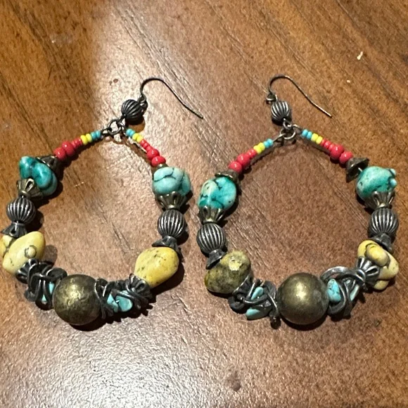 Colorful Beaded Hoop Earrings