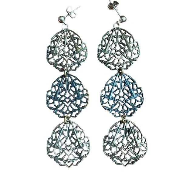 Vintage Boho Filigree Chandelier Drop Earrings