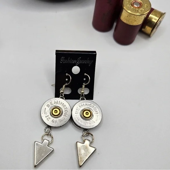 Shotgun Bullet Shell Casing Arrowhead Earrings