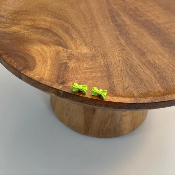 4/$15 Lime Green Bow Stud Earrings