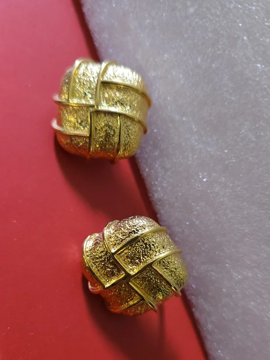 Napier Gold Woven Textured Clip-On Earrings