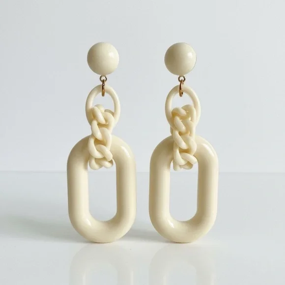 Anthropologie Statement Cream Colored Earrings EUC