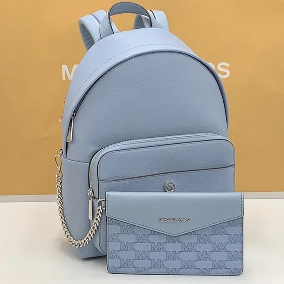 MICHAEL KORS DENIM COLOR Maisie Medium Pebbled Leather 2-in-1 Backpack