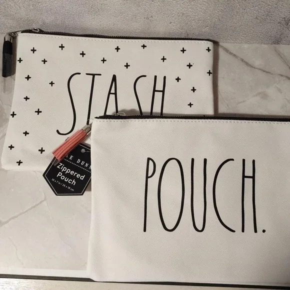 RAE DUNN 2‎ zippered pouch bag set