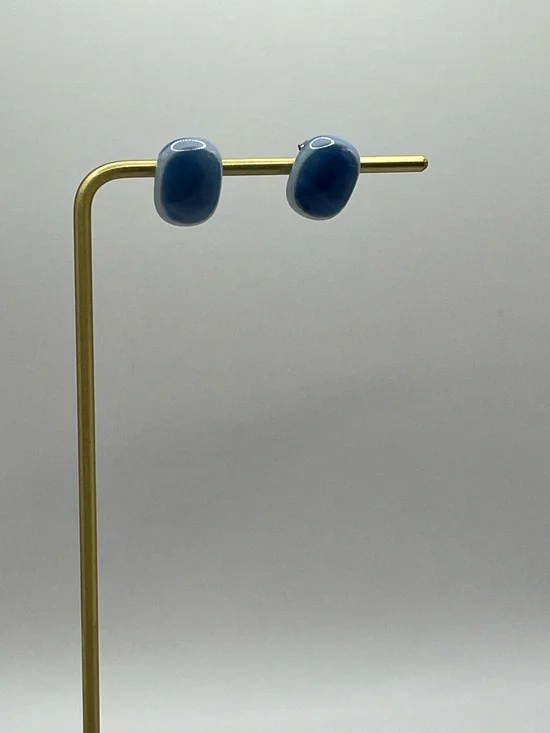 Blue Glass Stud Earrings
