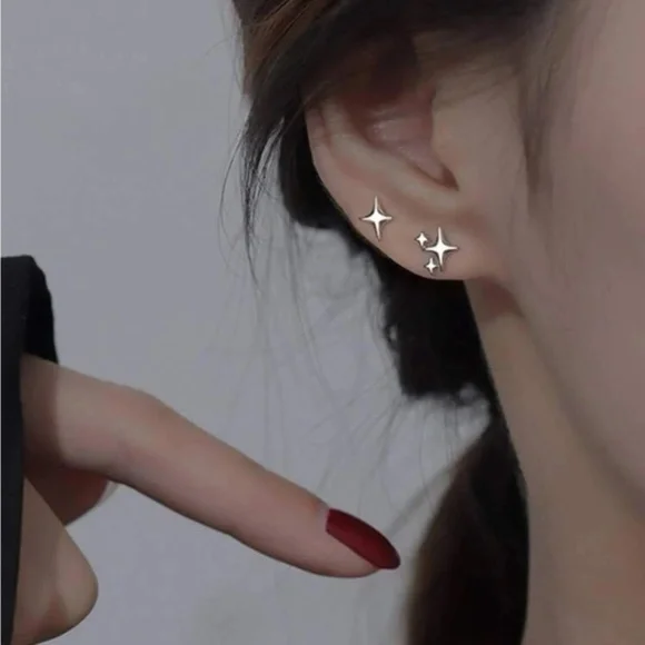 SILVER 2pc Star Stud Earrings