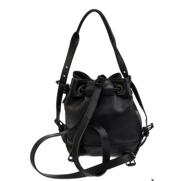 Opening Ceremony Black Izzy Convertible Backpack/ Bucket Bag Drawstring Handbag