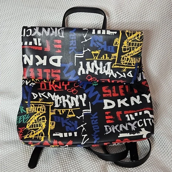 DKNY TILLY FOLD OVER NEW YORK GRAFFITI BACKPACK