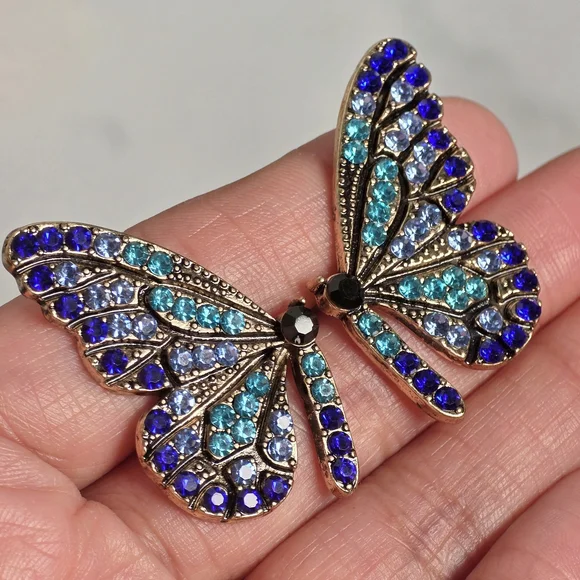 Butterfly Sparkly Boho Earrings Rhinestones Gold Jewelry