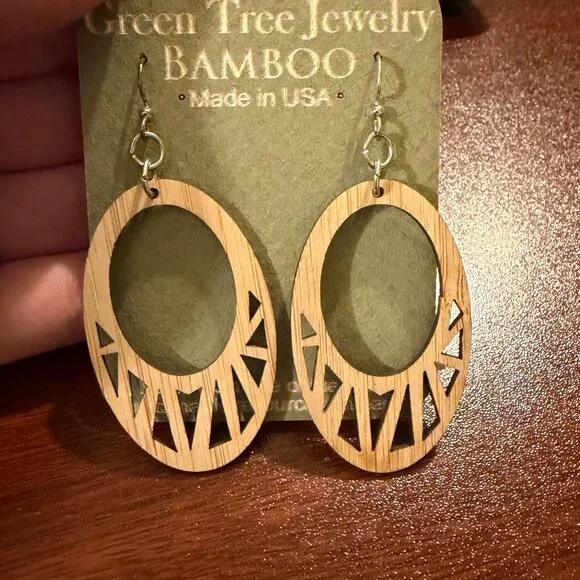 Green Tree Bamboo Earrings 
