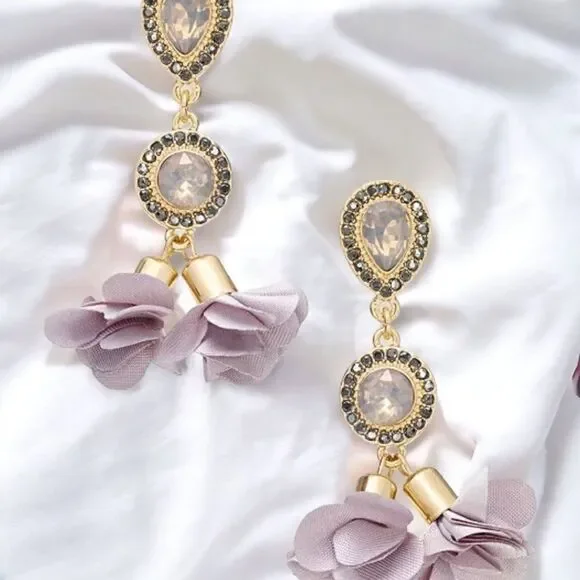 🌈 INC Gold-Tone Crystal Petal Double Drop Earrings