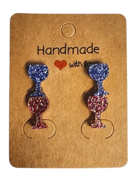 Blueberry Rosé Toast Acrylic Stud Earrings - 2 Pair