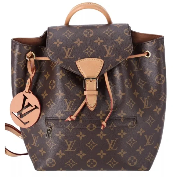 Louis Vuitton Montsouris PM Backpack Brown Monogram M45501 LV Logo Charm