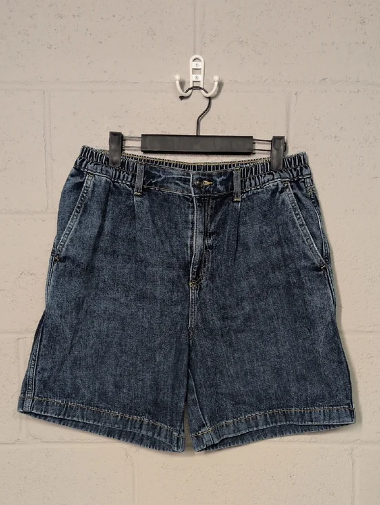 aerie Oversized Elastic Waist Denim Trouser Shorts, Size Medium, Baggy Jorts