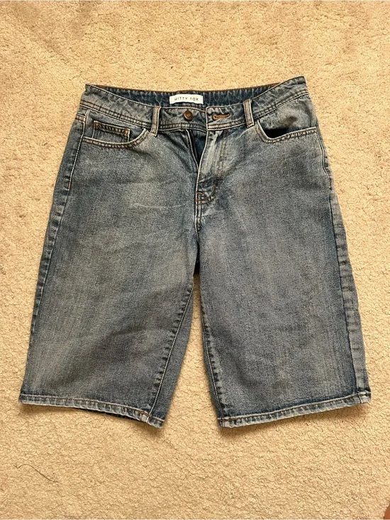 Long Light Blue Denim Jorts