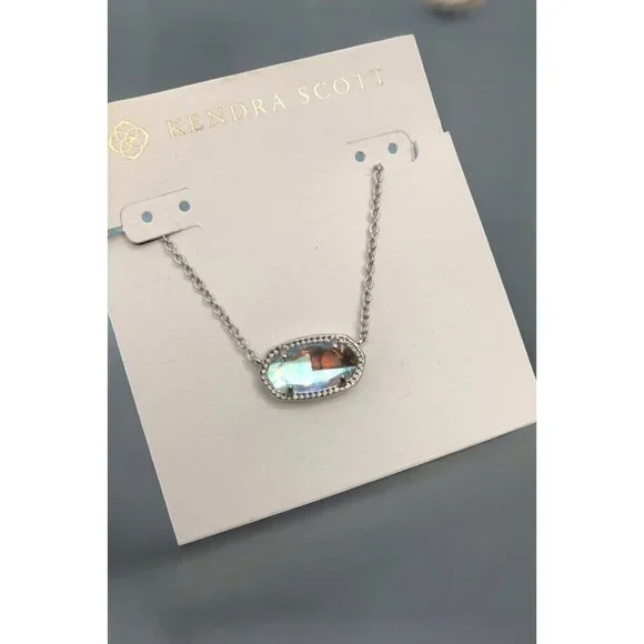 Kendra Scott Elisa Short Pendant in Silver Dichroic Glass