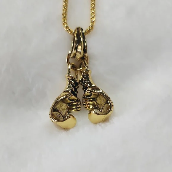 Gold Boxing Gloves Pendant Necklace