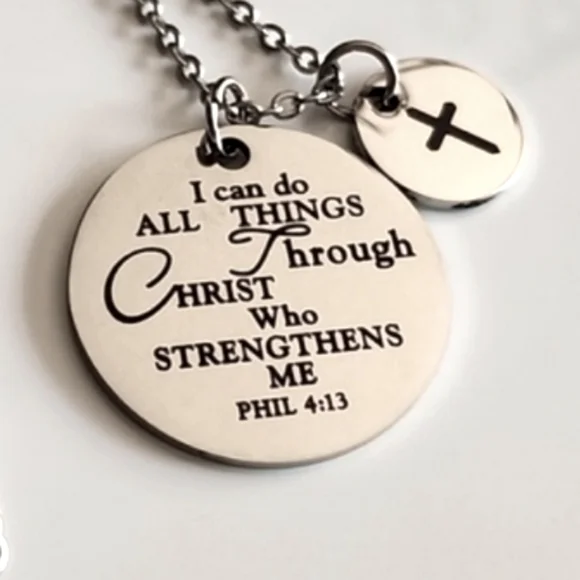 PHIL 4:13 I can do all things Necklace Scripture Reminder stainless ste…