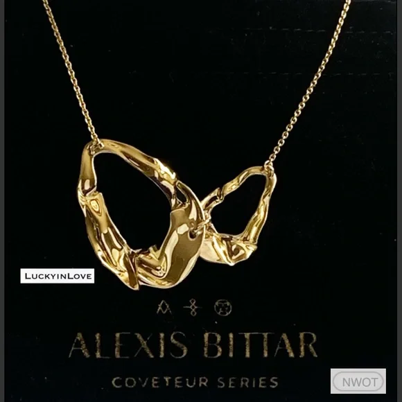ALEXIS BITTAR • Retro Gold Collection Molten Liquid Crumpled Link Necklace