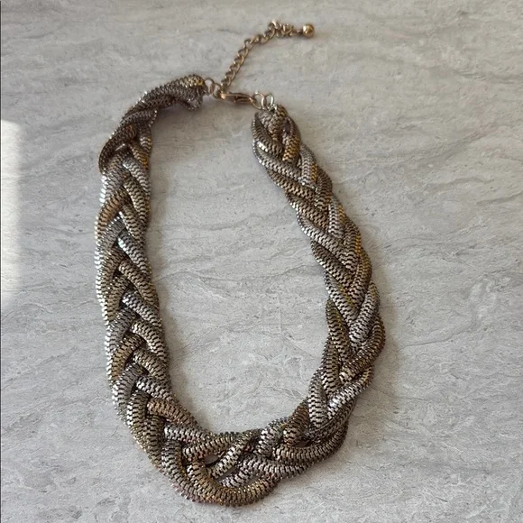Sophisticated Silver and Gold Braided Necklace