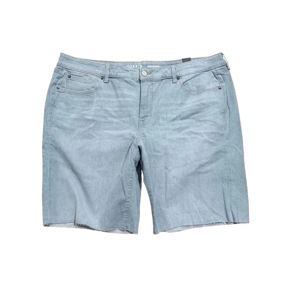 Torrid NEW Baggy Bermuda Shorts Womens 20 Light Wash Vintage Stretch Raw Hem