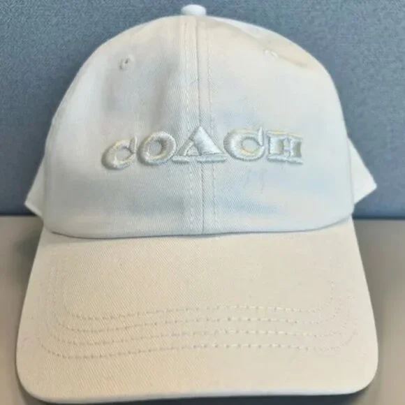 New Coach Embroidered Baseball Hat- White