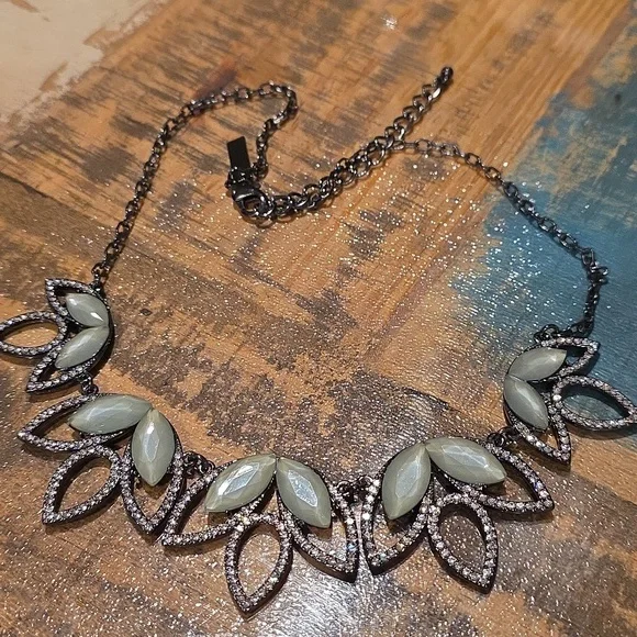 INC International Concepts Silver and Cream Leaf Necklace