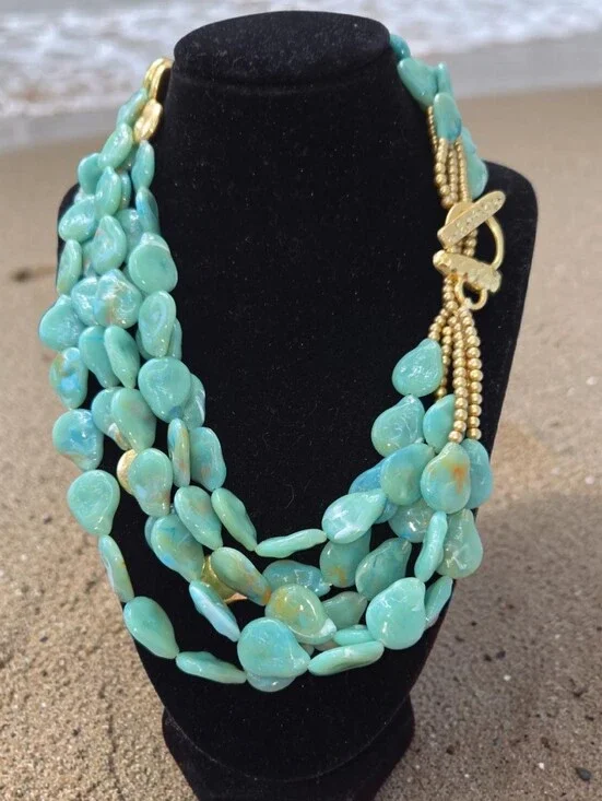 Multi-Strand Beaded Necklace with Gold Accents NEW!