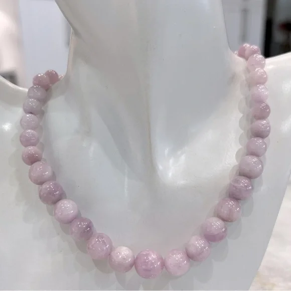 Kunzite Beaded Sterling Silver Magnetic Clasp Necklace