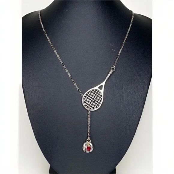 Tennis Racket Necklace Tennis Player Charm‎ Jewelry 925 Sterling Silver